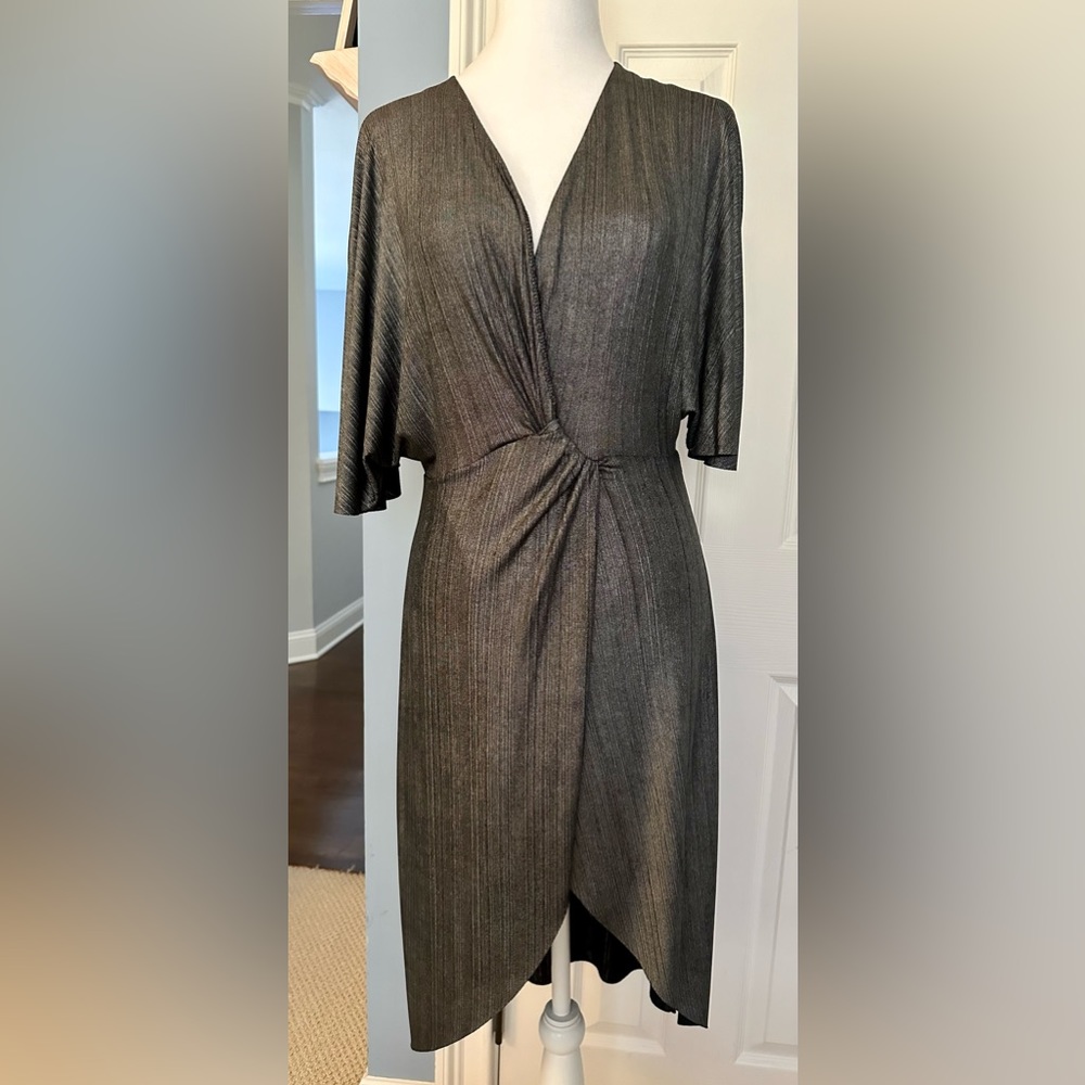 Faux Wrap Silver Dress